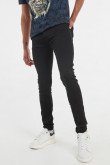 Jean súper skinny negro ajustado con tiro bajo y bolsillos