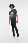 Jean súper skinny negro ajustado con tiro bajo y bolsillos