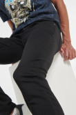 Jean súper skinny negro ajustado con tiro bajo y bolsillos