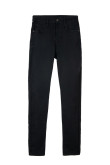 Jean súper skinny negro ajustado con tiro bajo y bolsillos