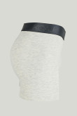 Bóxer pierna larga gris claro con efecto jaspe y elástico negro contramarcado