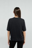Camiseta crop top negra oversize con manga corta y estampado de Star Wars