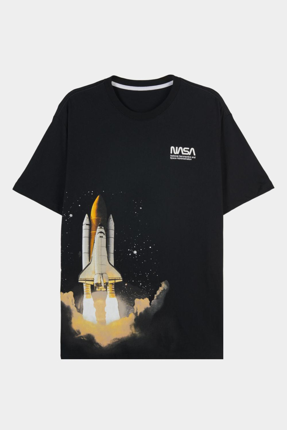 Camiseta negra en algodón manga corta con diseño de NASA