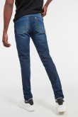 Jean tiro bajo skinny azul oscuro con bolsillos y costuras en contraste