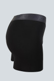 Bóxer negro pierna larga con elástico gris y costuras planas