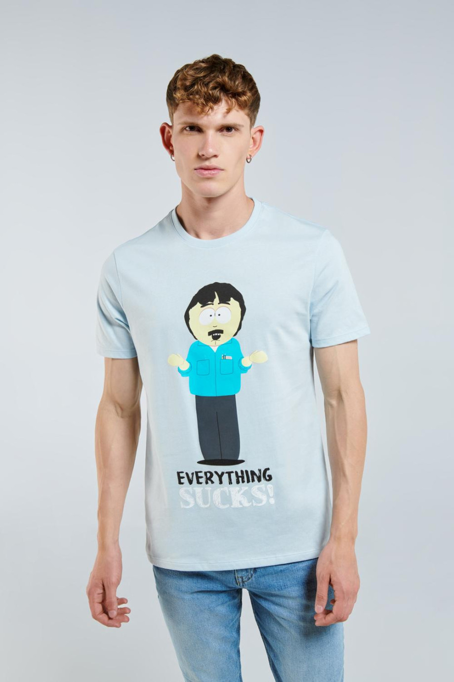 Camiseta manga corta azul clara con diseño de South Park