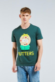 Camiseta manga corta verde oscuro con estampado de South Park .