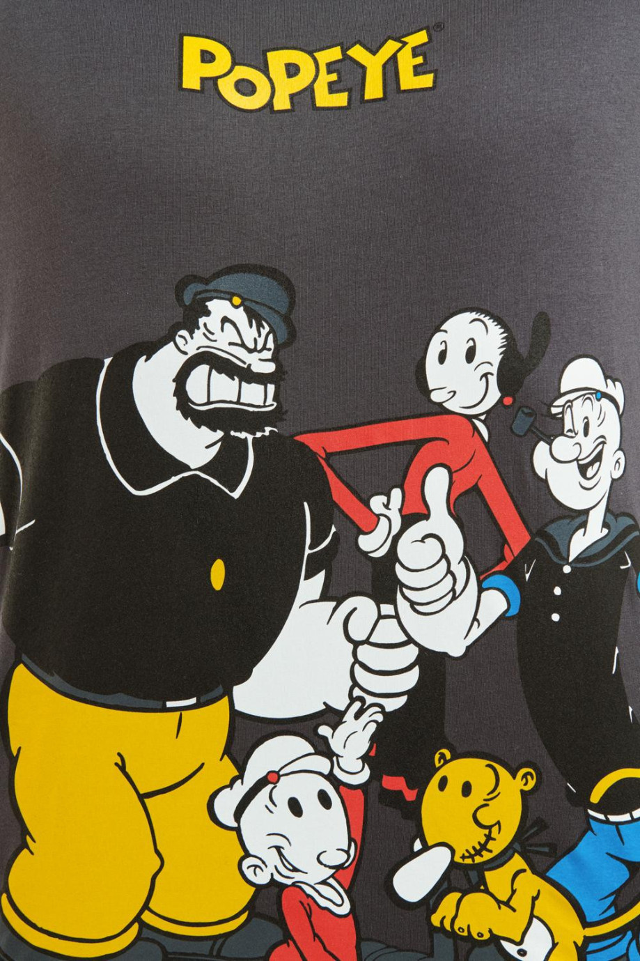 Camiseta manga corta gris intenso con estampado de Popeye.