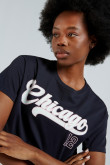 Camiseta para mujer manga corta crop top cuello redondo estampada en frente estilo college