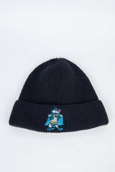 Gorro cuff tejido, con bordado en frente del gato Tom