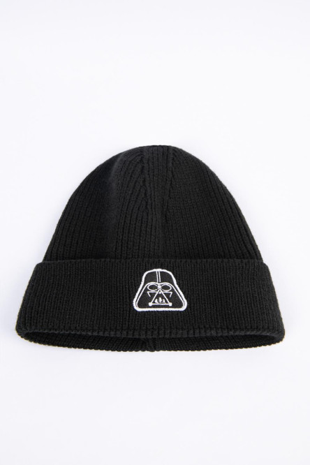 Gorro tejido negro con diseño de Star Wars y doblez ajustable