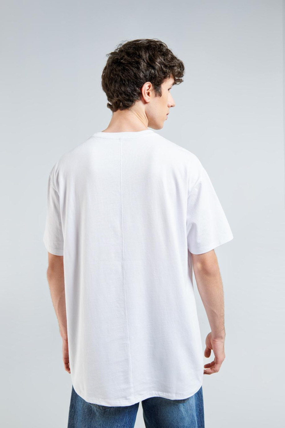 Camiseta en algodón oversize unicolor con manga corta