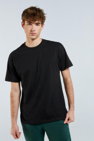 Camisetas negras para hombre Camiseta informal informal de manga corta con  estampado de cuello joya chic