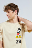 Camiseta oversize kaky clara con diseños de Mickey y manga corta