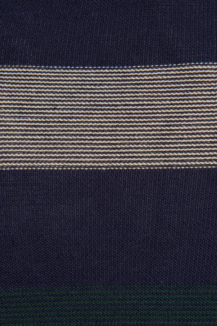 Suéter azul intenso tejido con cuello redondo y diseños de rayas