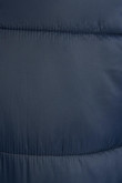 Chaleco azul intenso acolchado con cuello alto y costuras horizontales