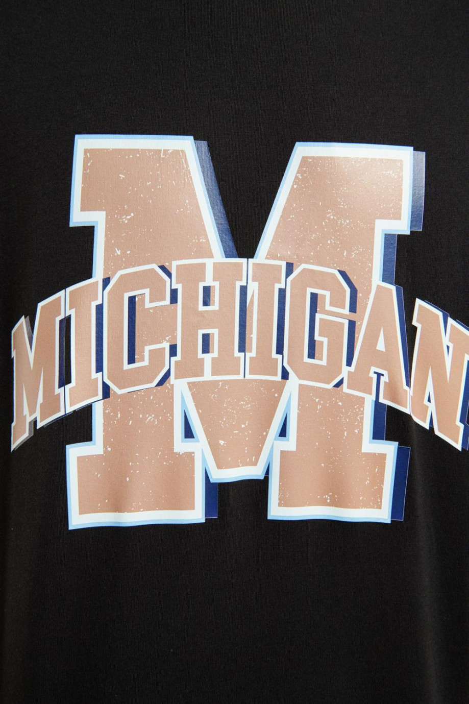 Camiseta cuello redondo unicolor con diseño college café de Michigan
