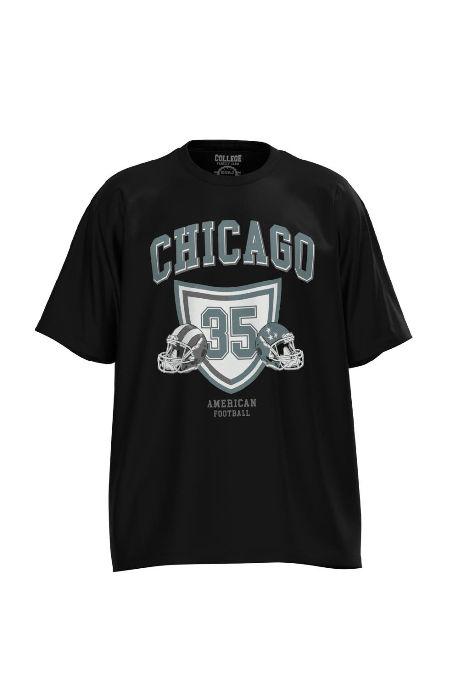 Camiseta oversize unicolor con cuello redondo y diseño college de Chicago