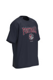 Camiseta oversize manga corta unicolor con diseño college de fútbol americano