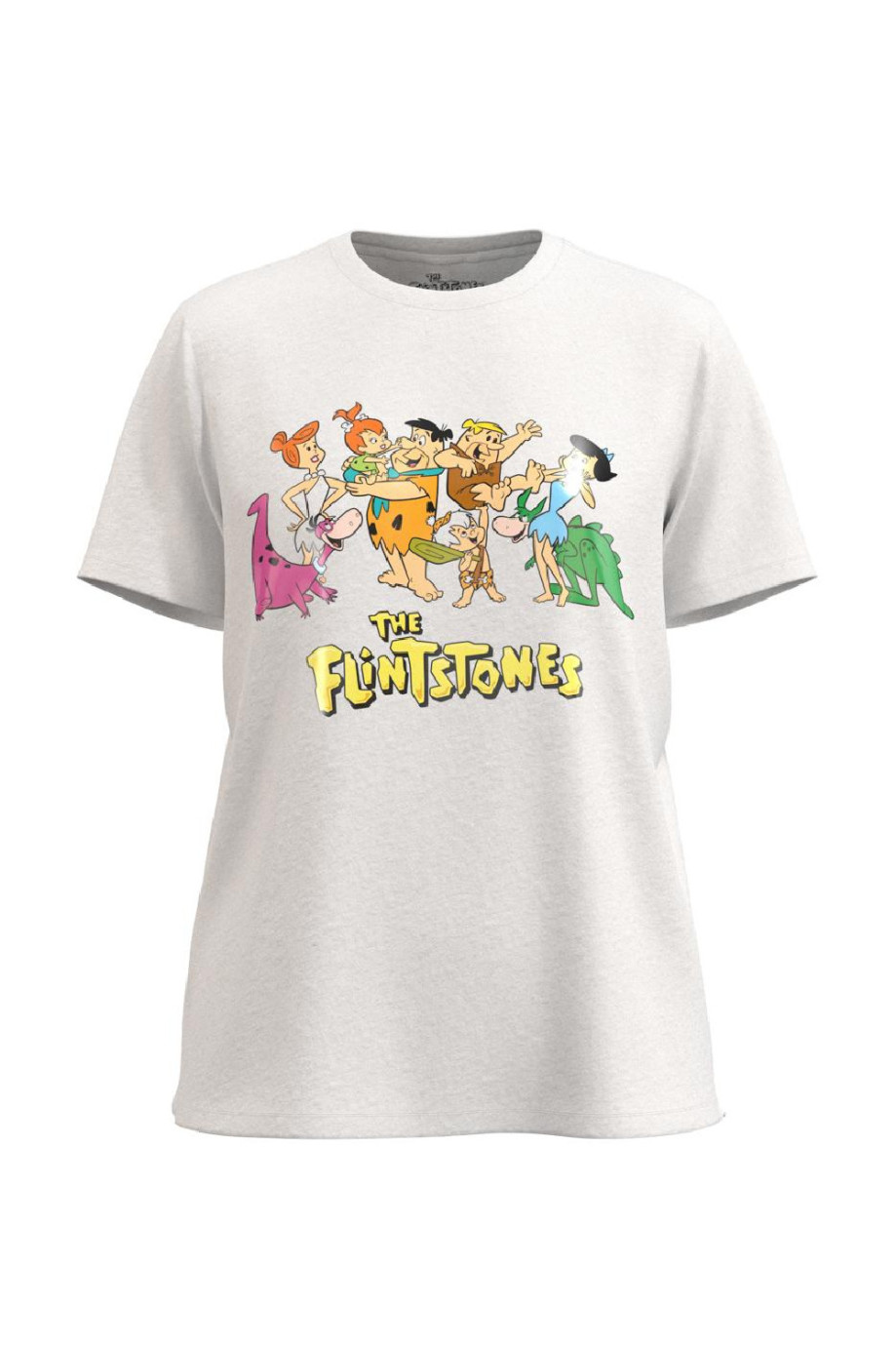 Camiseta manga corta unicolor en algodón con diseño de Los Picapiedra