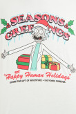 Camiseta crema clara con diseño de navidad de Rick and Morty