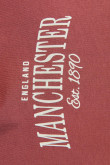 Camiseta cuello redondo rosada con texto college blanco
