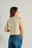 Camiseta unicolor crop top college con cuello redondo