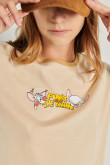 Camiseta kaki con manga corta y diseño de Pinky y Cerebro