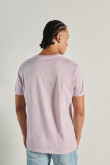 Camiseta unicolor con cuello redondo y estampado college