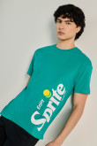 Camiseta cuello redondo verde oscura con motivo de Sprite