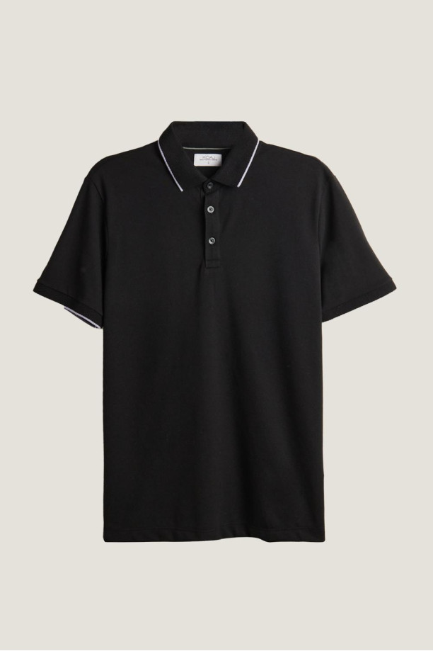 Polo negra shops hombre