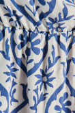 Vestido azul intenso corto holgado con diseños y manga larga