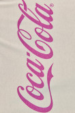 Camiseta crema clara manga corta con texto de Coca-Cola