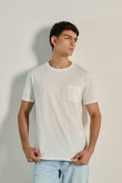 Camiseta unicolor en algodón con bolsillo y manga corta