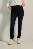 Jean jegging azul intenso ajustado con costuras y tiro alto