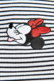 Camiseta blanca a rayas con manga sisa y diseño de Minnie