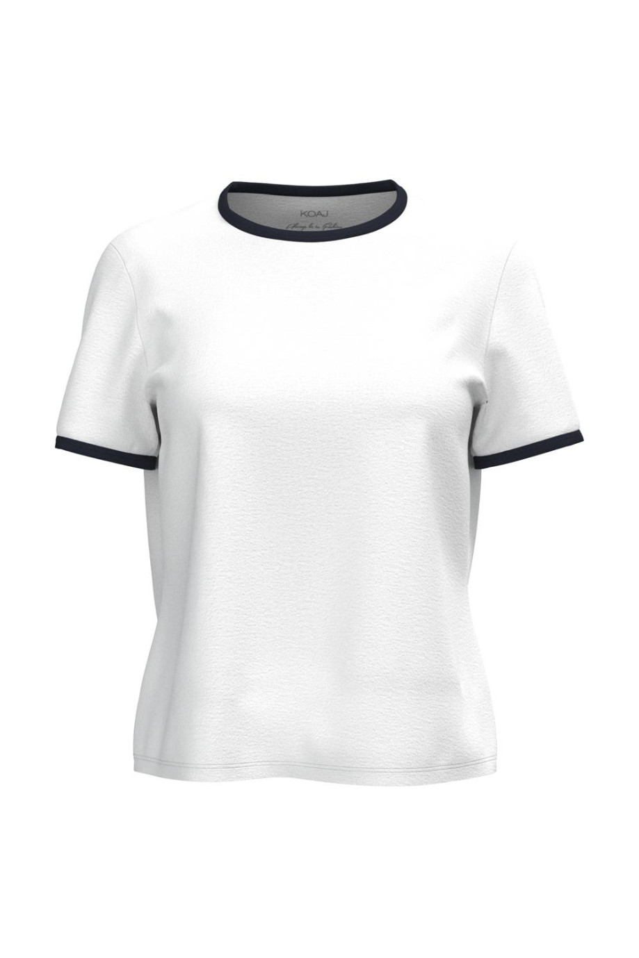 Camiseta unicolor en algodón manga corta con contrastes
