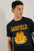 Camiseta azul intensa manga corta con diseño de Garfield