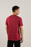 Camiseta cuello redondo roja con estampado college