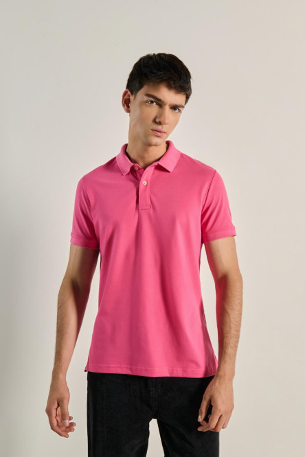 Camiseta unicolor polo con aberturas y botones