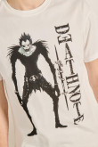 Camiseta manga corta crema con arte de Death Note