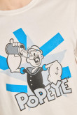 Camiseta crema clara con diseño de Popeye y manga corta