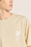 Camiseta unicolor oversize estampada con manga corta