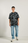 Camiseta negra tie dye oversize con diseño de Keith Haring