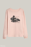 Camiseta manga larga rosada clara con diseño de Mickey
