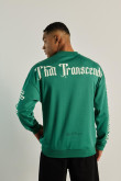 Buzo oversize verde con cuello redondo y diseños de textos