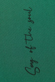 Buzo oversize verde con cuello redondo y diseños de textos