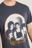 Camiseta gris intensa cuello redondo con arte de Queen