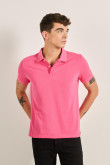 Camiseta polo ajustada unicolor con botones y manga corta