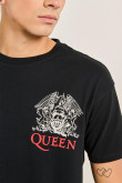 Camiseta cuello redondo negra con arte de Queen